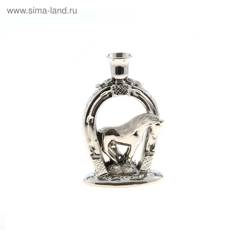 Подсвечник "Подкова", серебряный, булат