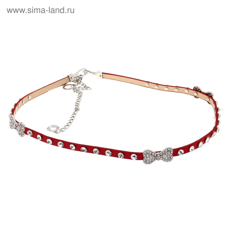 Ремень женский со стразами, лак красный
