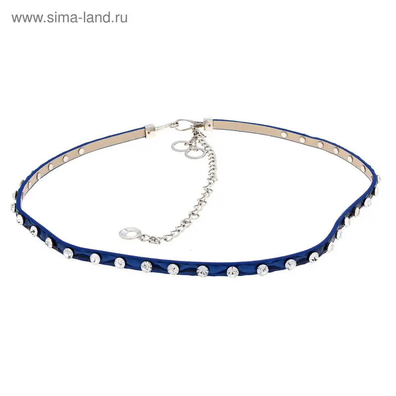 Ремень женский со стразами, лак, синий