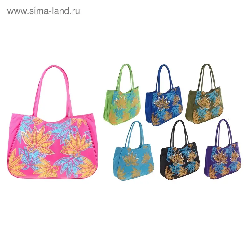Сумка пляжная "Листочки" с пайетками, МИКС