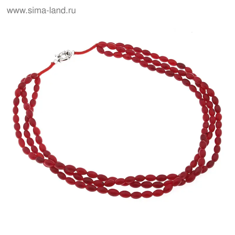 Бусы 3 нити, рис «Коралл», 45см