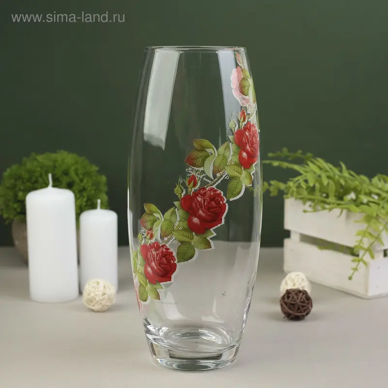 Ваза FLORA "Алая роза" d-7,5см 10х26см