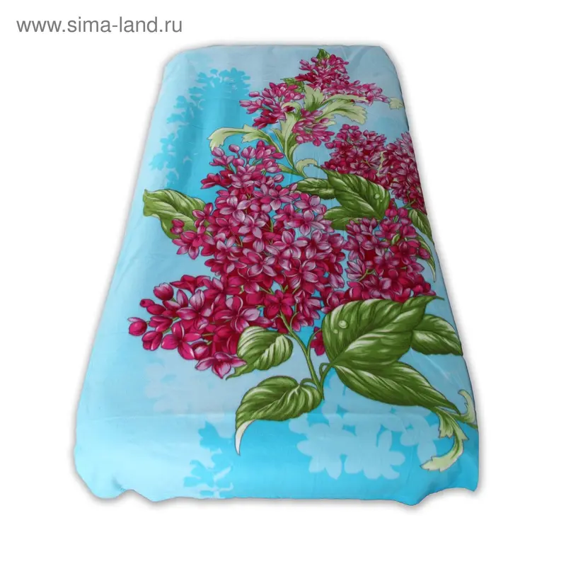 Плед "Этель" 1,5 сп Сирень на голубом 150*200 см, 100% п/э, флис
