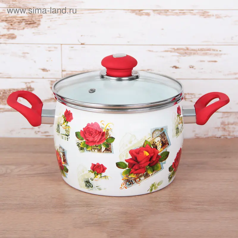 Кастрюля «Роза Богатства», 3 л, стеклянная крышка