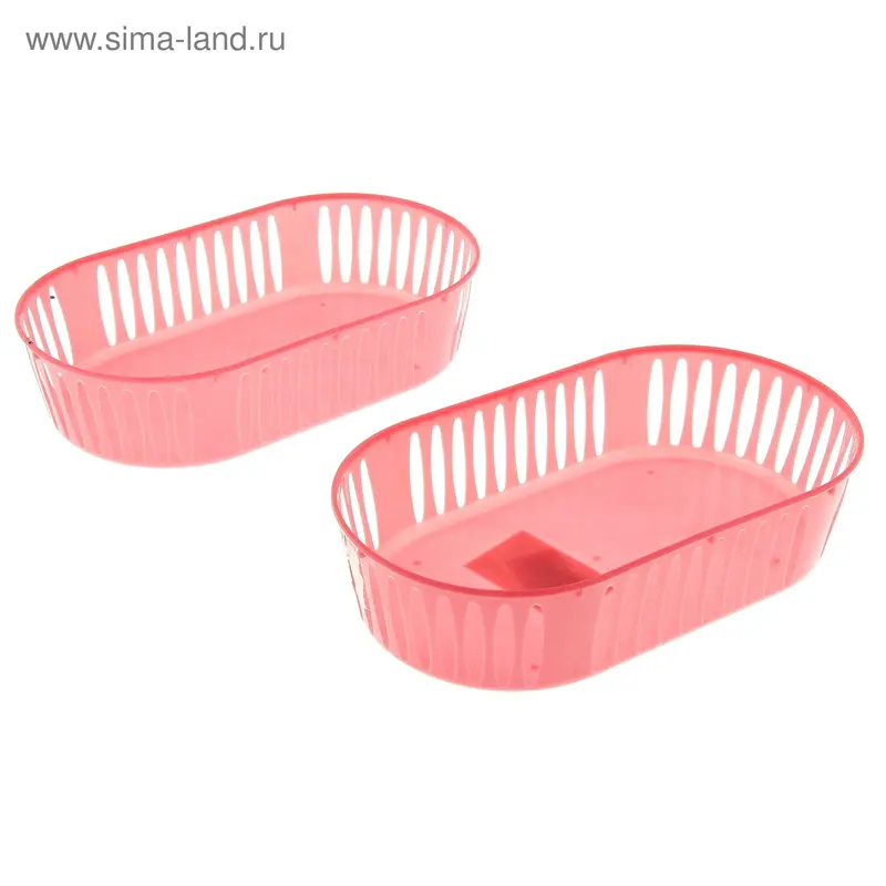 Набор корзин для хранения, 2 шт, 6×14,5×25 см, цвет МИКС