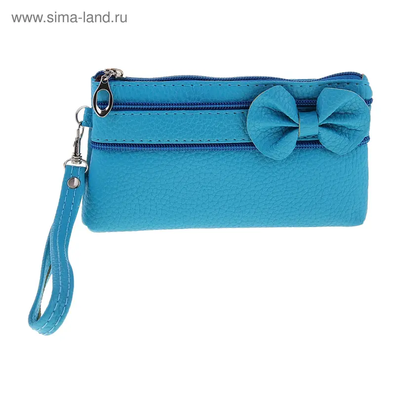 Кошелек-клатч Lucky бантик на боку, с ручкой, голубой