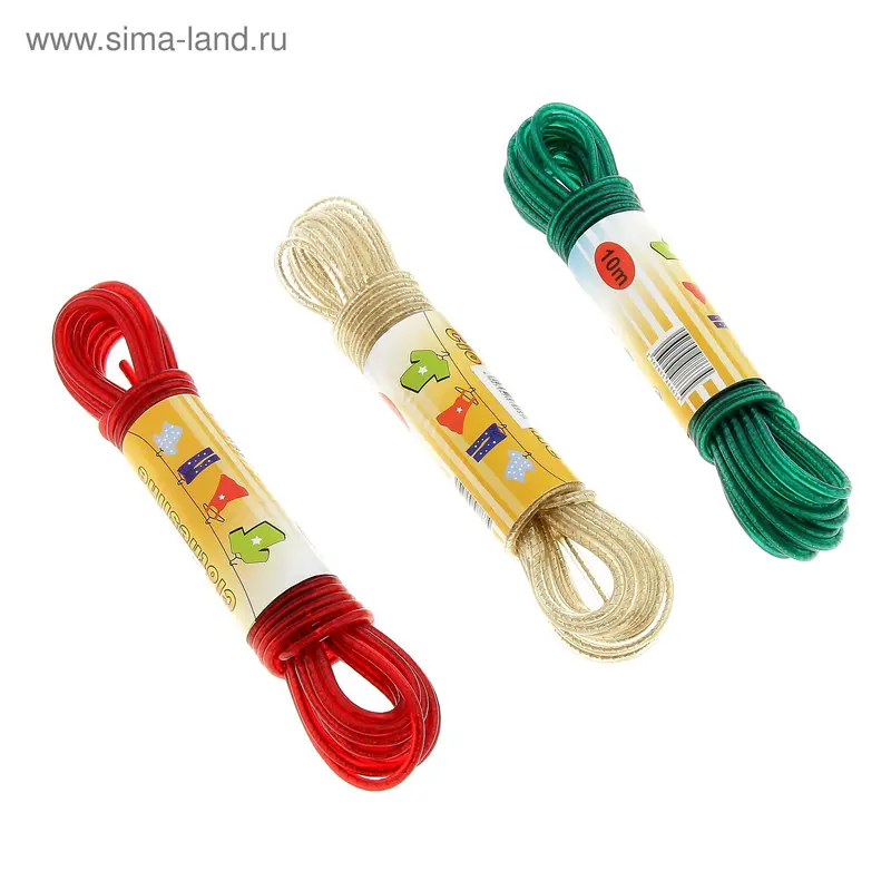 Верёвка бельевая, 4мм, 10м, VM-4-10, цвет МИКС