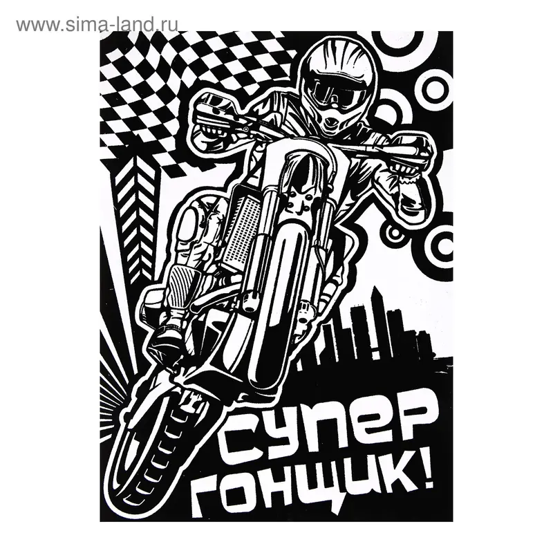 Раскраска контурная "Супер гонщик"