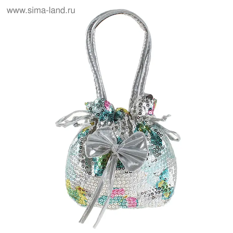 Сумочка детская "Мелани" с бантом и паетками, белая