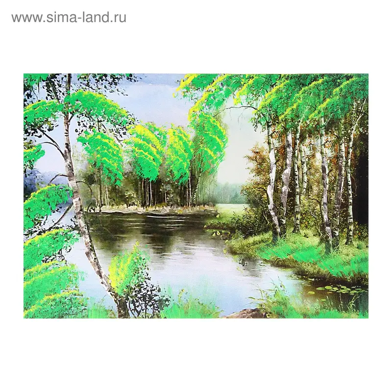 картина холст 30*40 см берег пруда