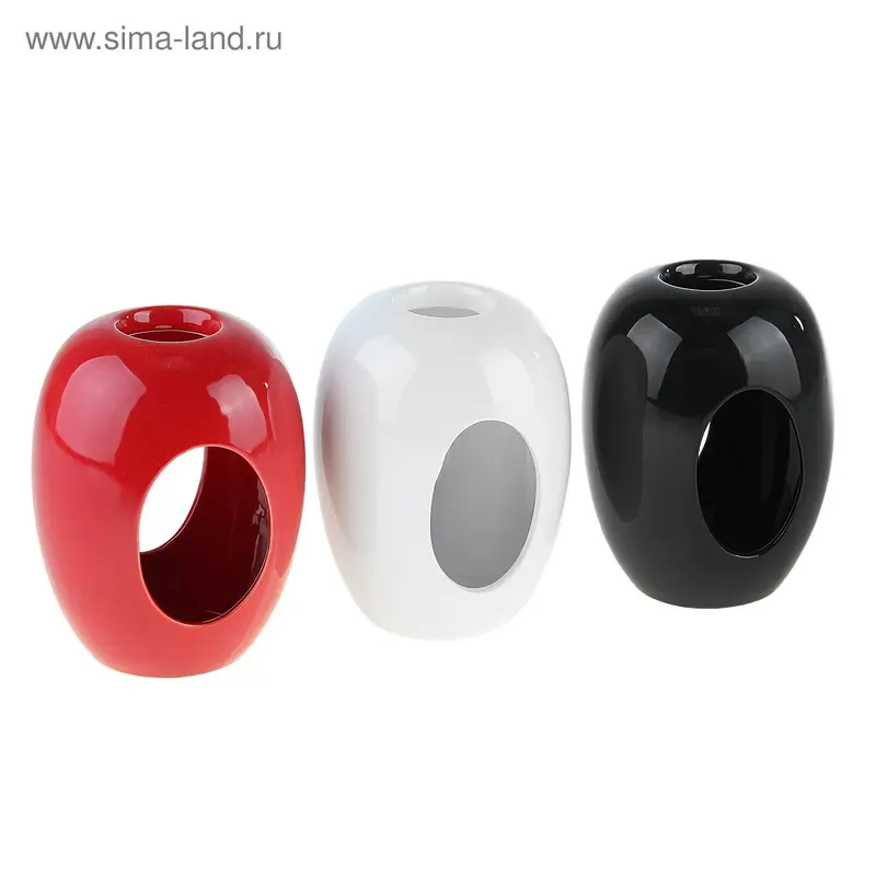 ваза керамика красн/черн/белая круг 17,5 см