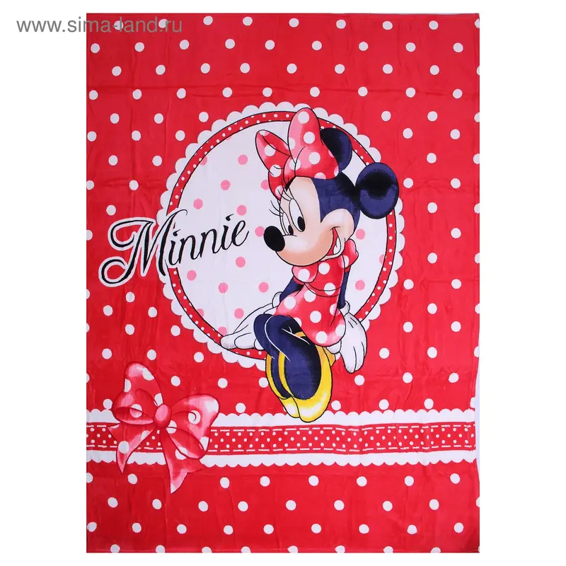 Плед Непоседа Disney панно Мини Маус Бантик красный 150*200 см микрофибра