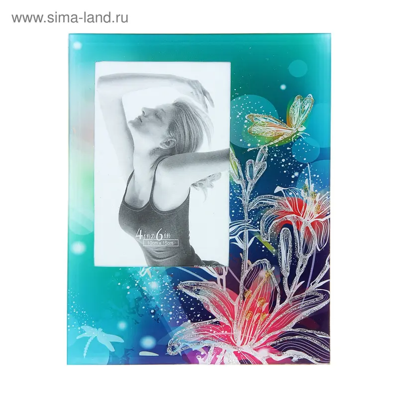 Фоторамка " Космические цветы" с блестками 10х15 см