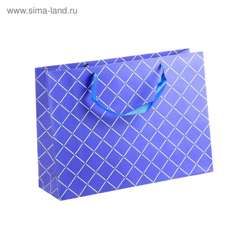 Пакет ламинированный "Клетка", цвет синий