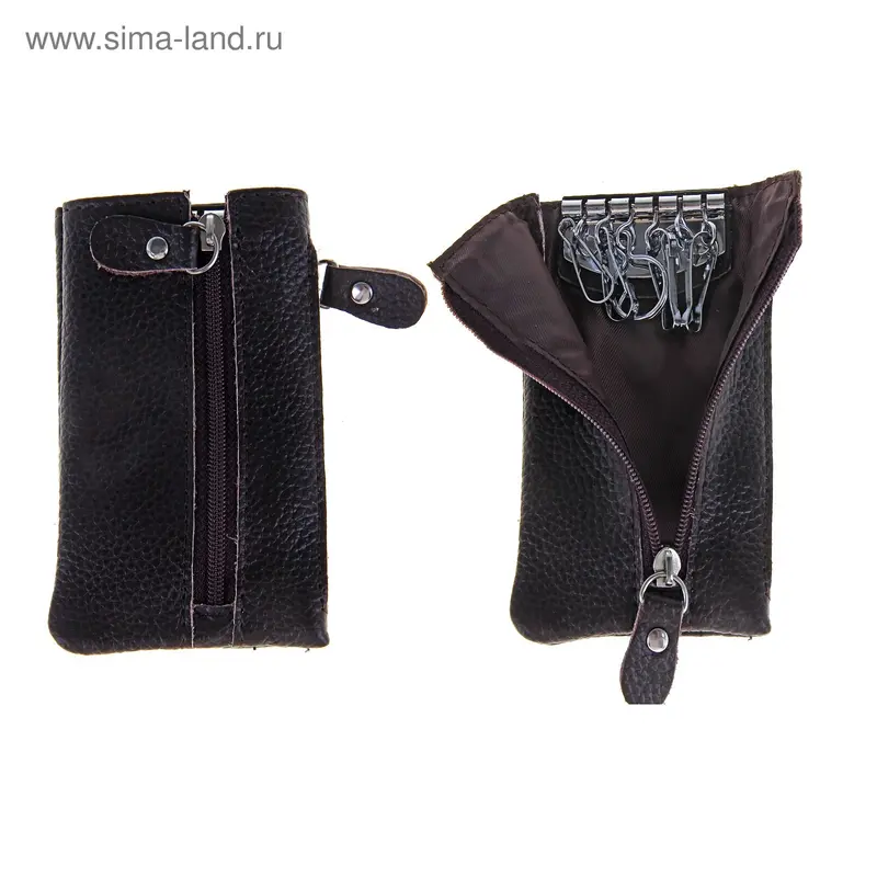 Ключница-кошелек "Амели" 6 карабинов, цвет кофе