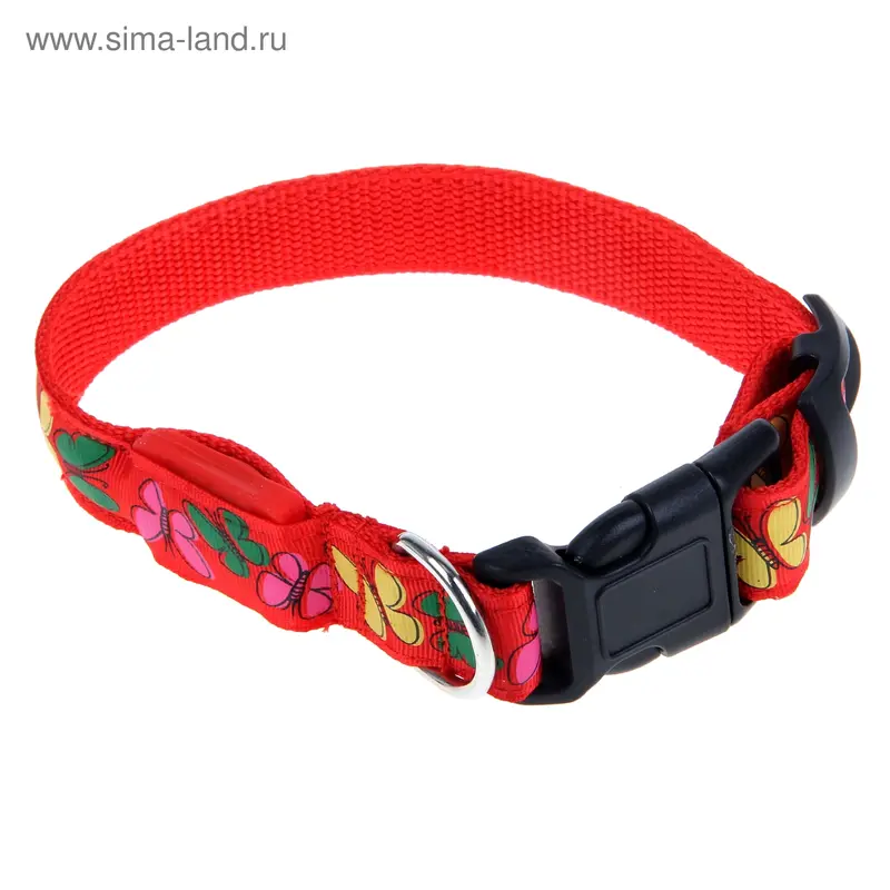 Ошейник с подсветкой XS "Бабочки", красный
