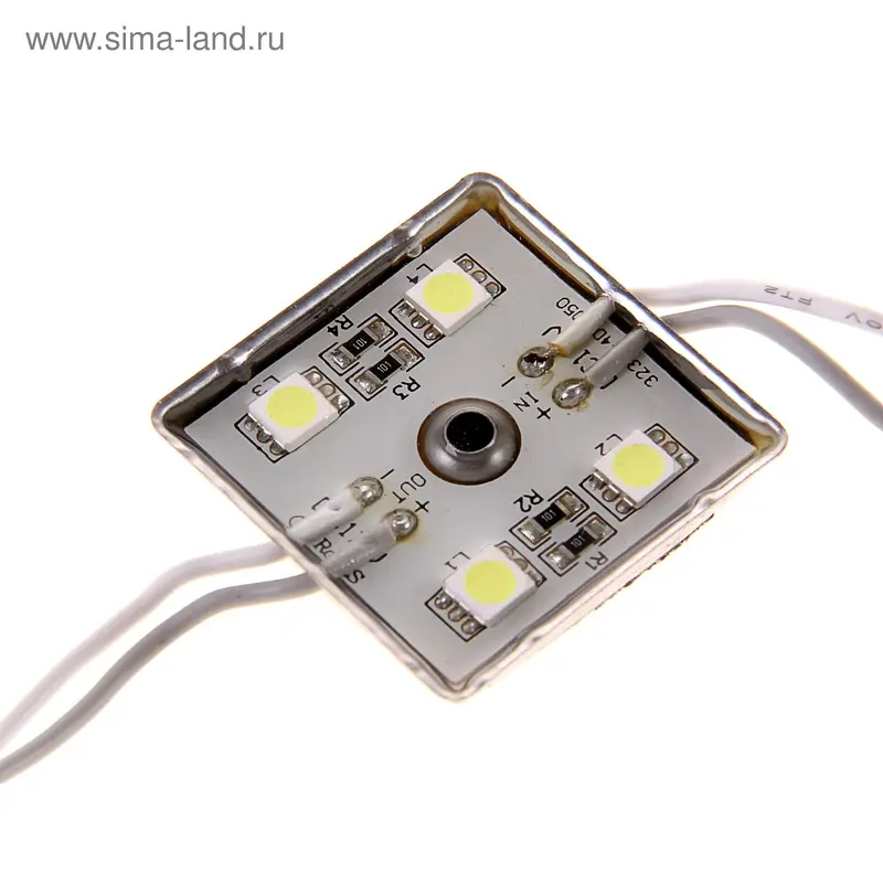 Светодиодный модуль SMD5050, 4 LED, 45x45x4, IP65, БЕЛЫЙ