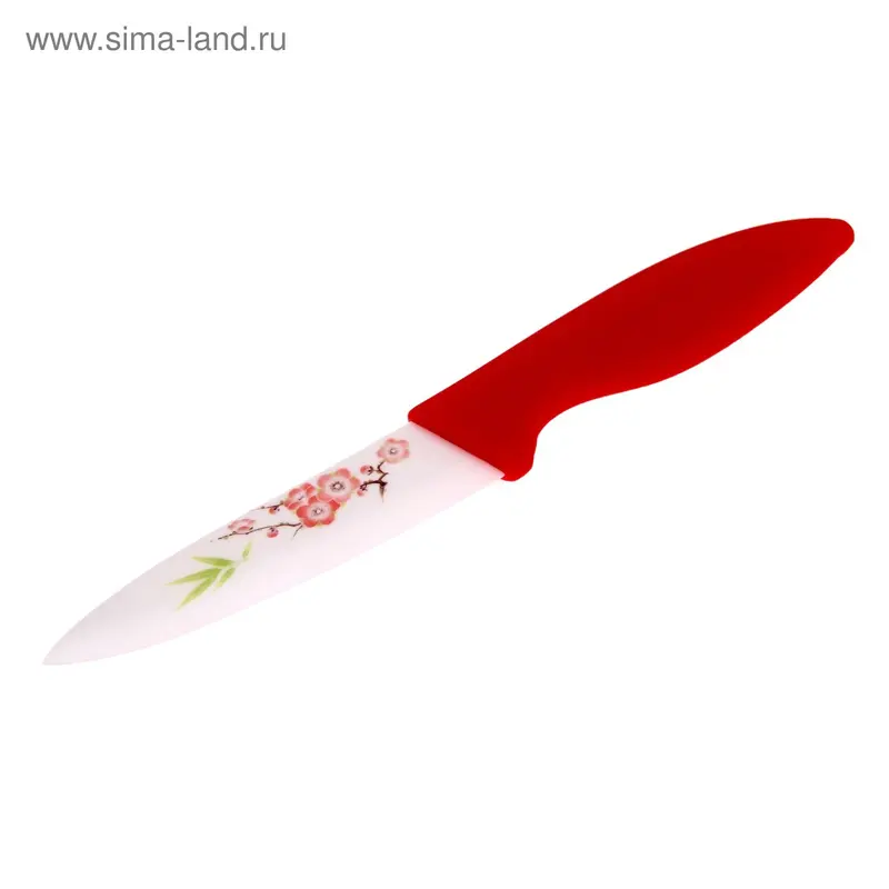 Нож керамический 10 см с рисунком на лезвии "Сакура"