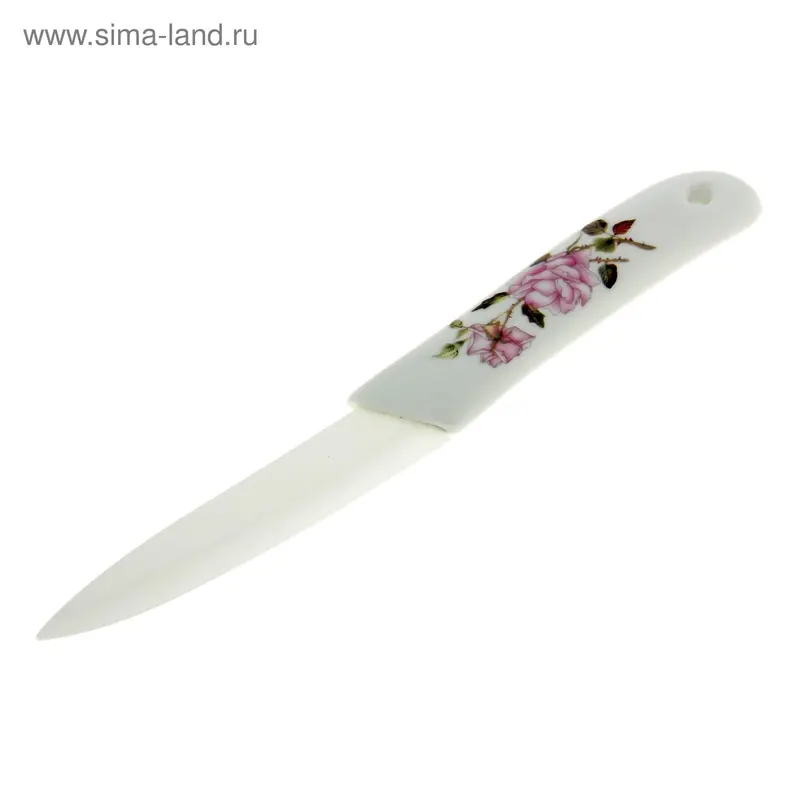 Керамический нож, лезвие 9 см, керамическая рукоять "Розовый куст"