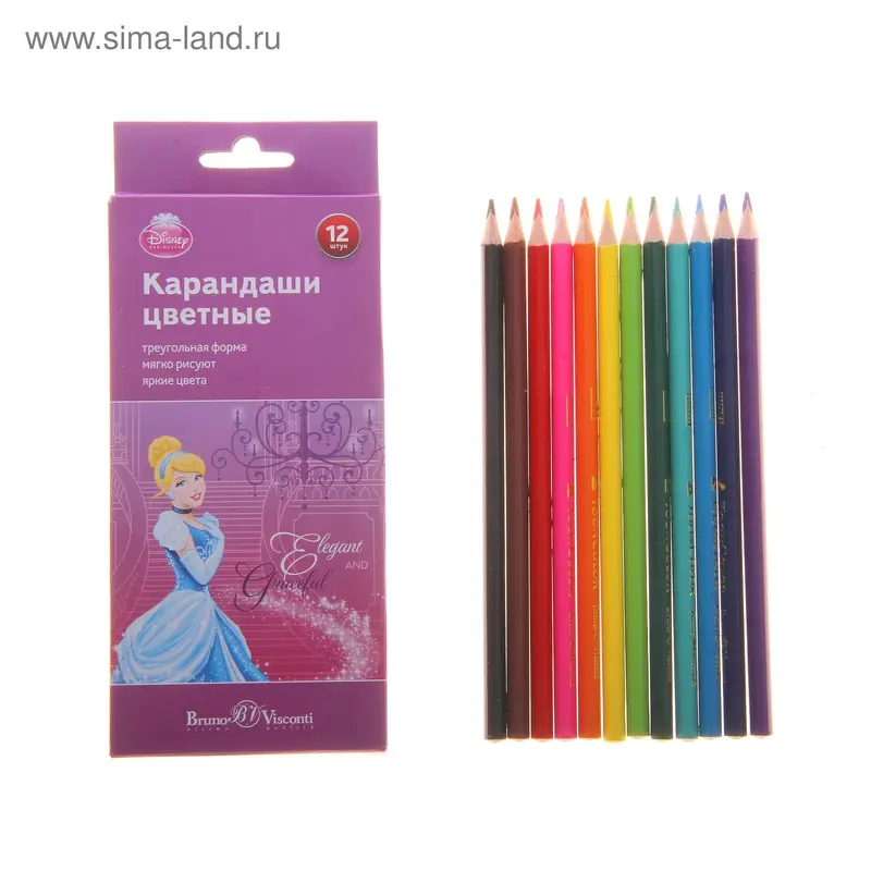 Набор карандашей 12цв Disney "Золушка"