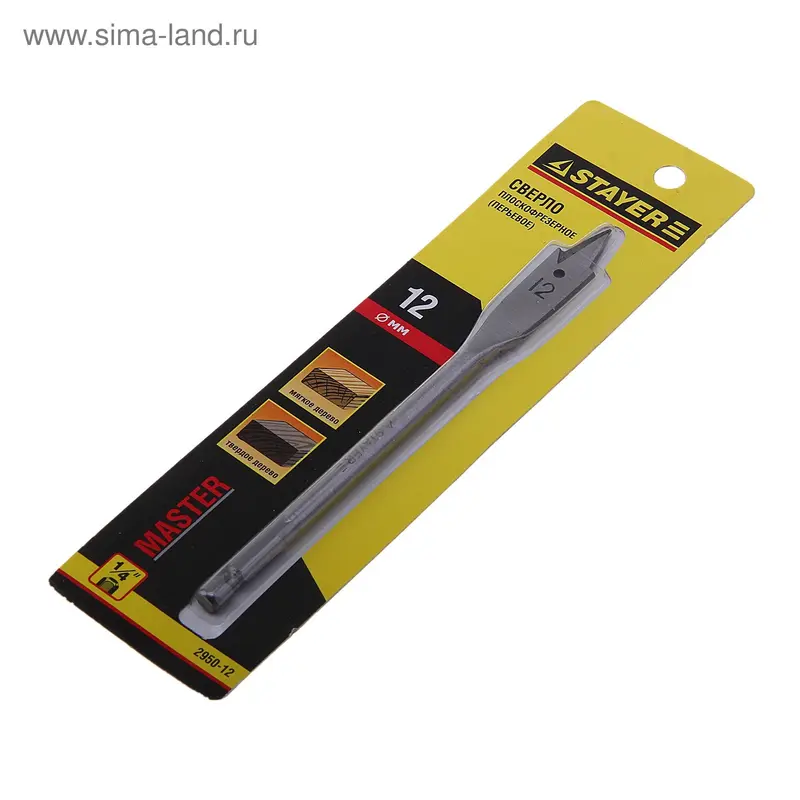 Сверло перьевое STAYER Master, по дереву, 12x155 мм