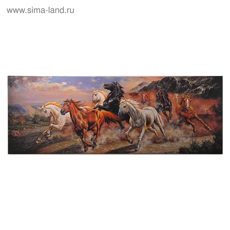Картина-холст на подрамнике Кони 55х150 A-060