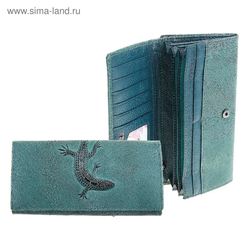 Кошелёк женский на кнопке, 4 отдела, матовый, зелёный