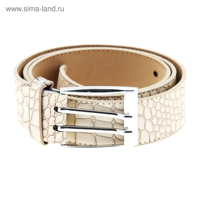 Ремень жен 07-03-02-02, 4,0*105см, рептилия, 2 прокола, молочный