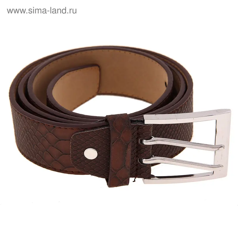 Ремень жен 07-03-02-02, 4,0*105см, рептилия, 2 прокола, кофе