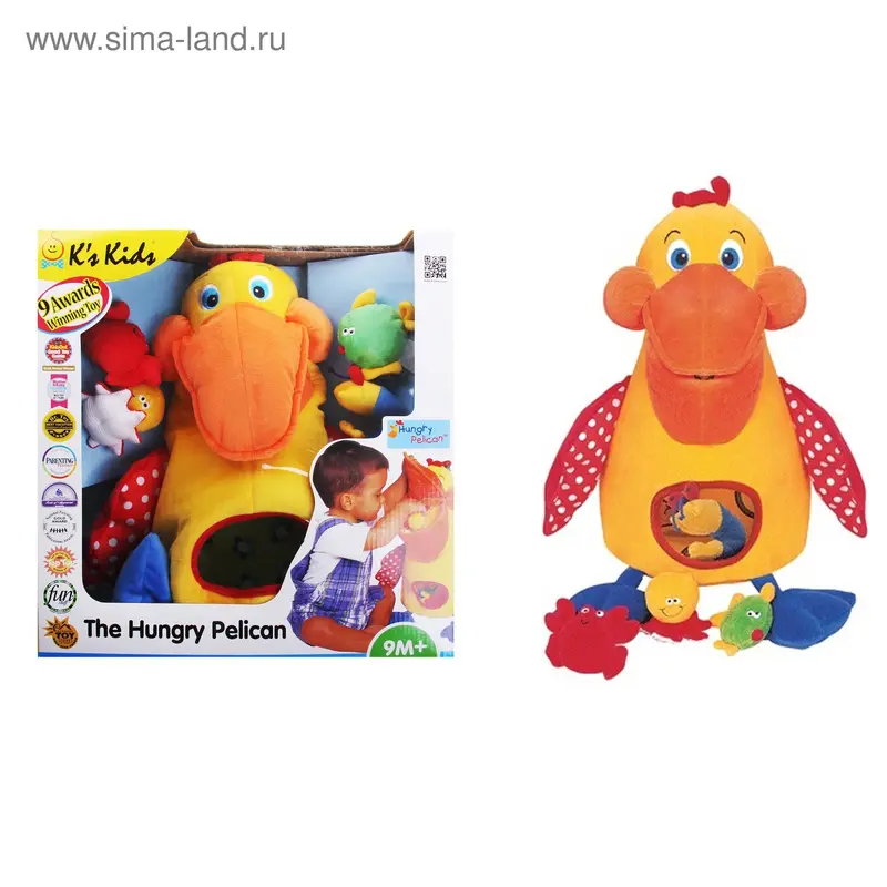 "Голодный" пеликан с игрушками