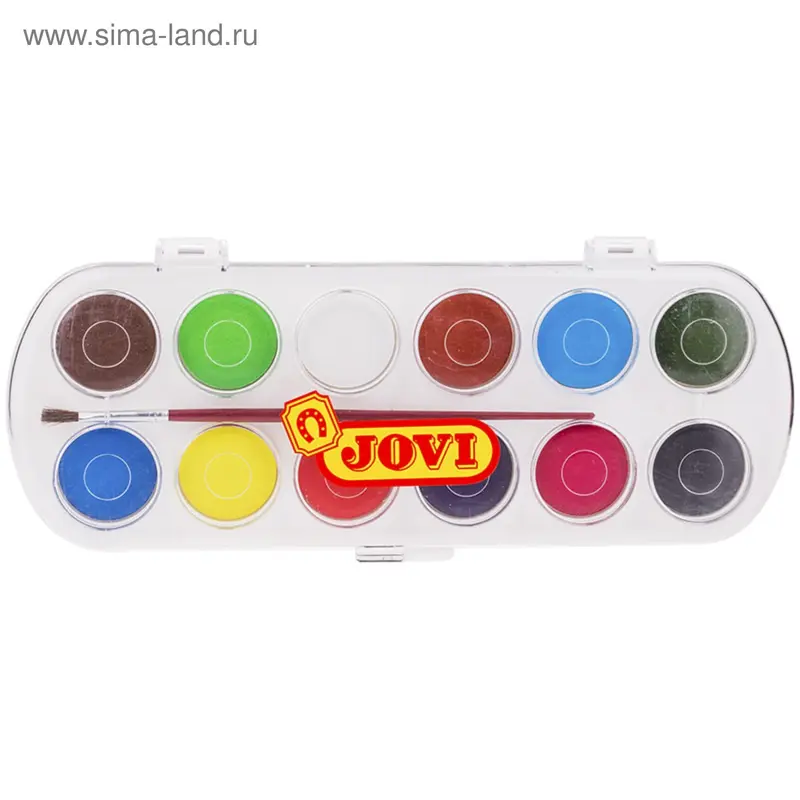 Акварель сухая JOVI, 12 цветов, d=20 мм, с кистью