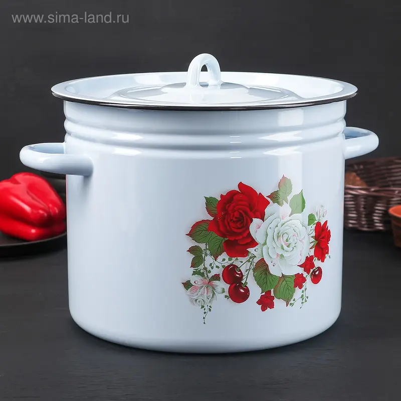 Кастрюля, 11 л, металлическая крышка, декор МИКС