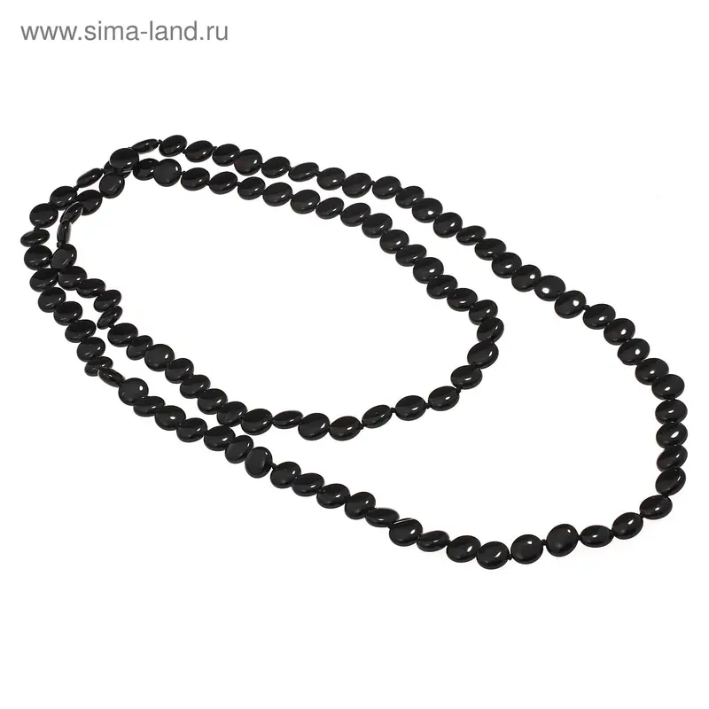 Бусы лепёшка мини «Агат чёрный», 120см