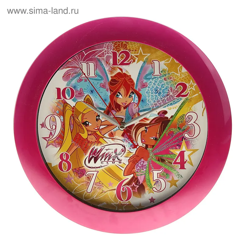 Часы настенные детские 112005 круглые фуксия CLUB Winx