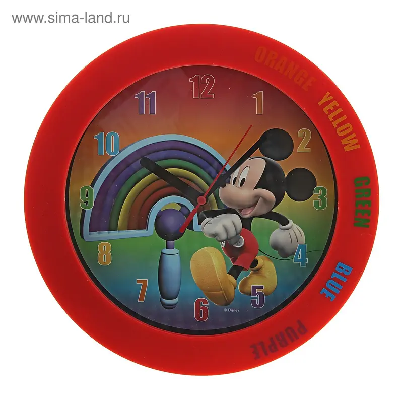 Часы настенные детские 563107 круглые Mickey Mouse 25см Disney