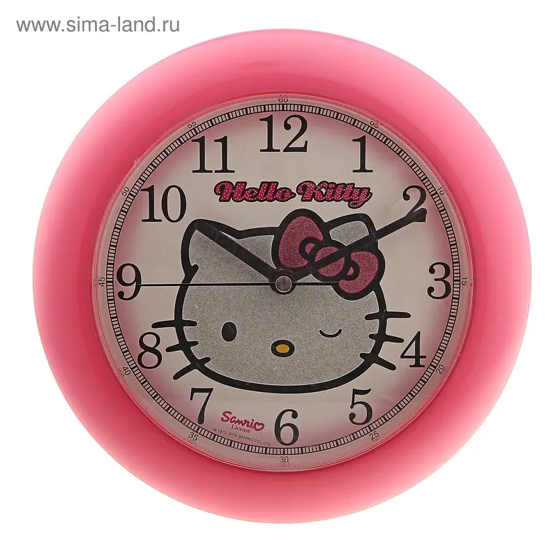 Часы настенные круглые "Hello Kitty" детские, розовые