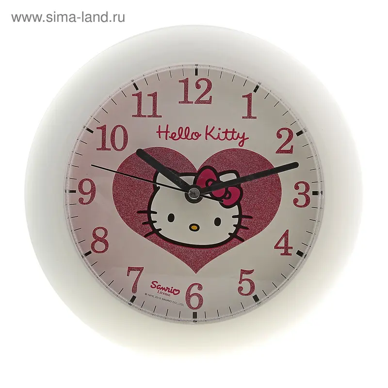 Часы настенные детские 41255 круглые белые Hello Kitty