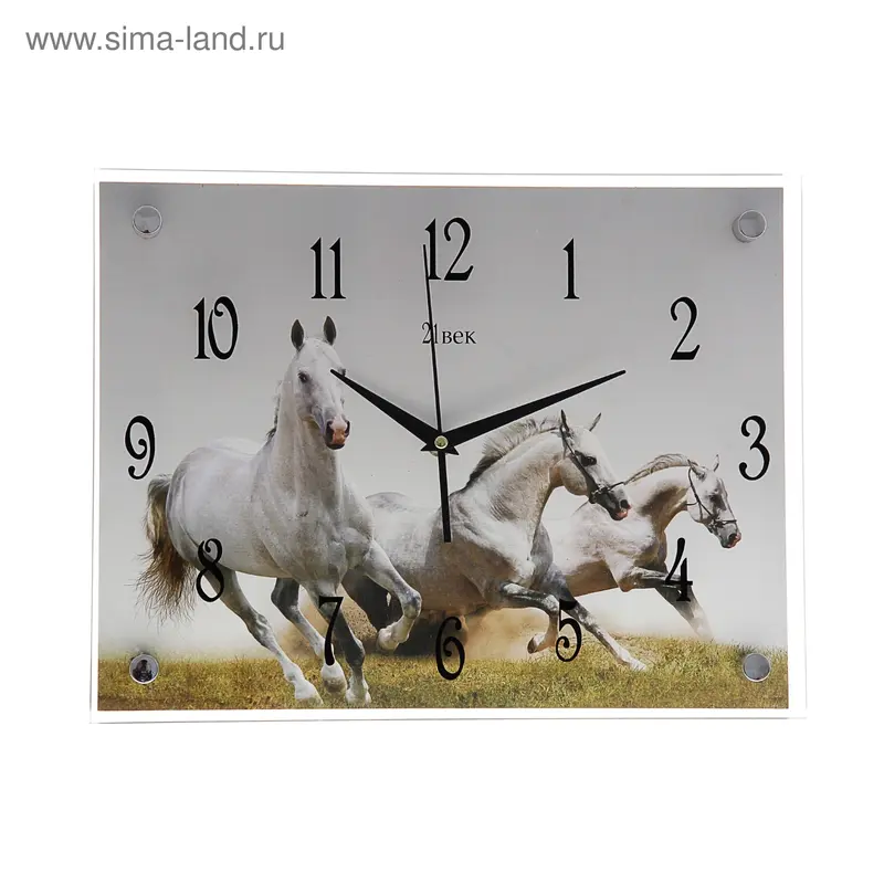 Часы настенные прямоугольные "Лошади", 40х30 см