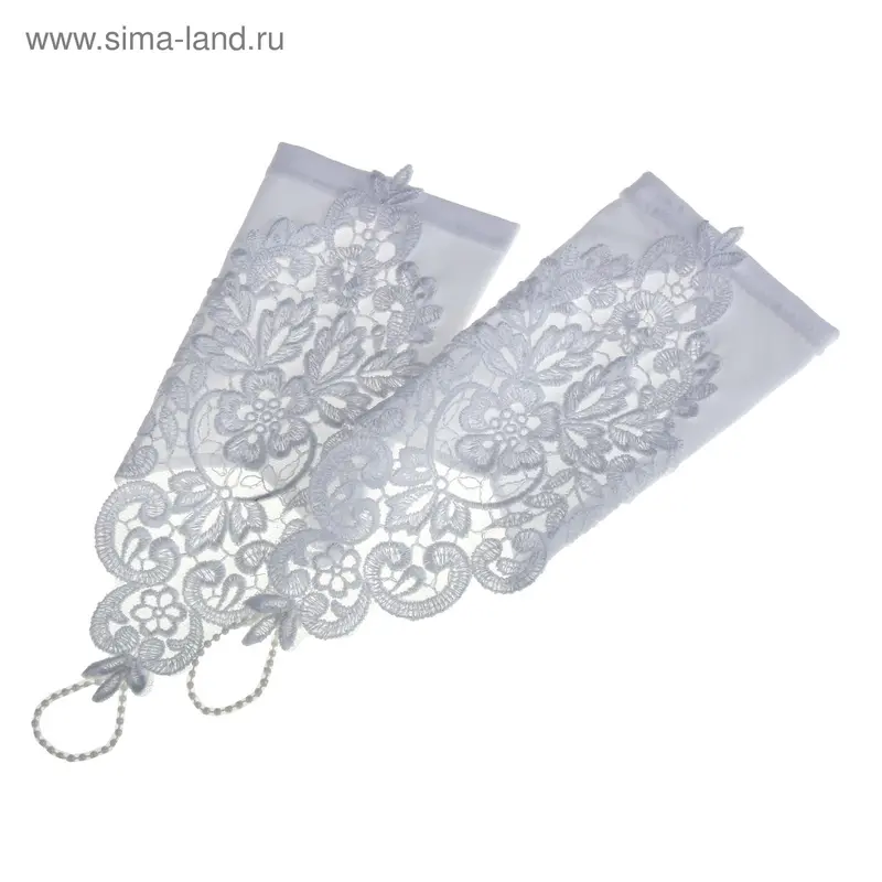 Перчатки невесты короткие, плотные, атлас и кружево, цвет белый