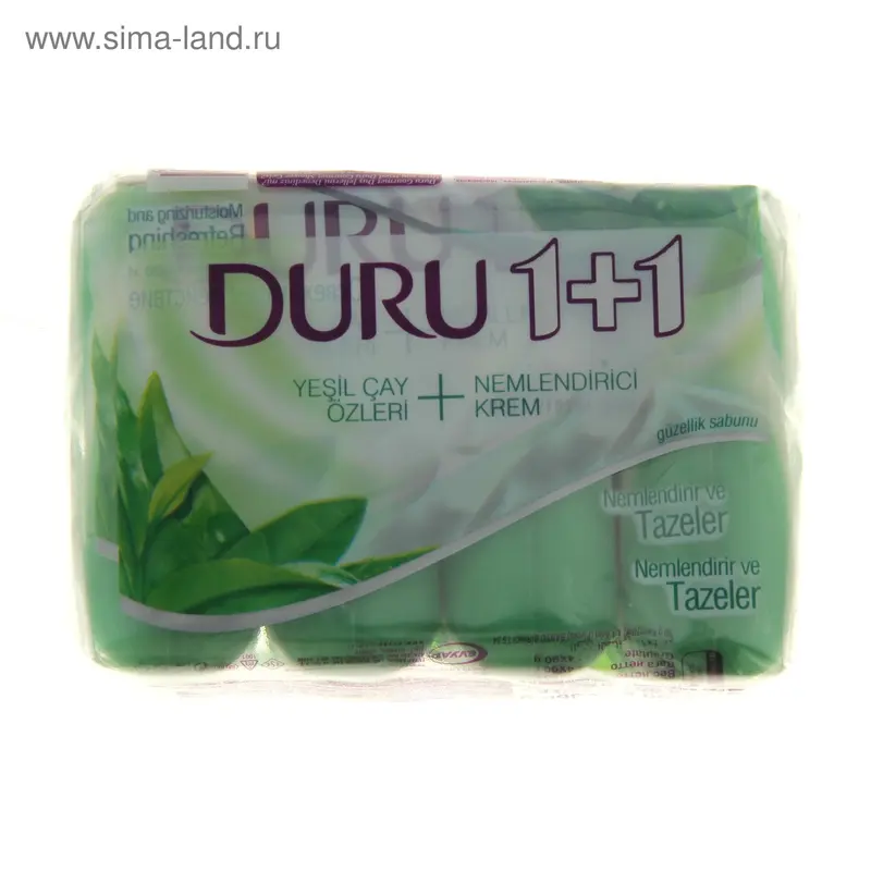 мыло DURU 1+1 Cream+Green Tea Зеленый чай экопак 4 х 90 гр