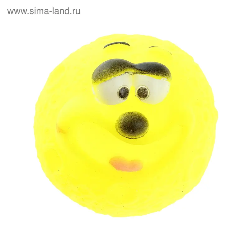 Игрушка резиновая пищащая "Мяч Девид" для собак, желтая