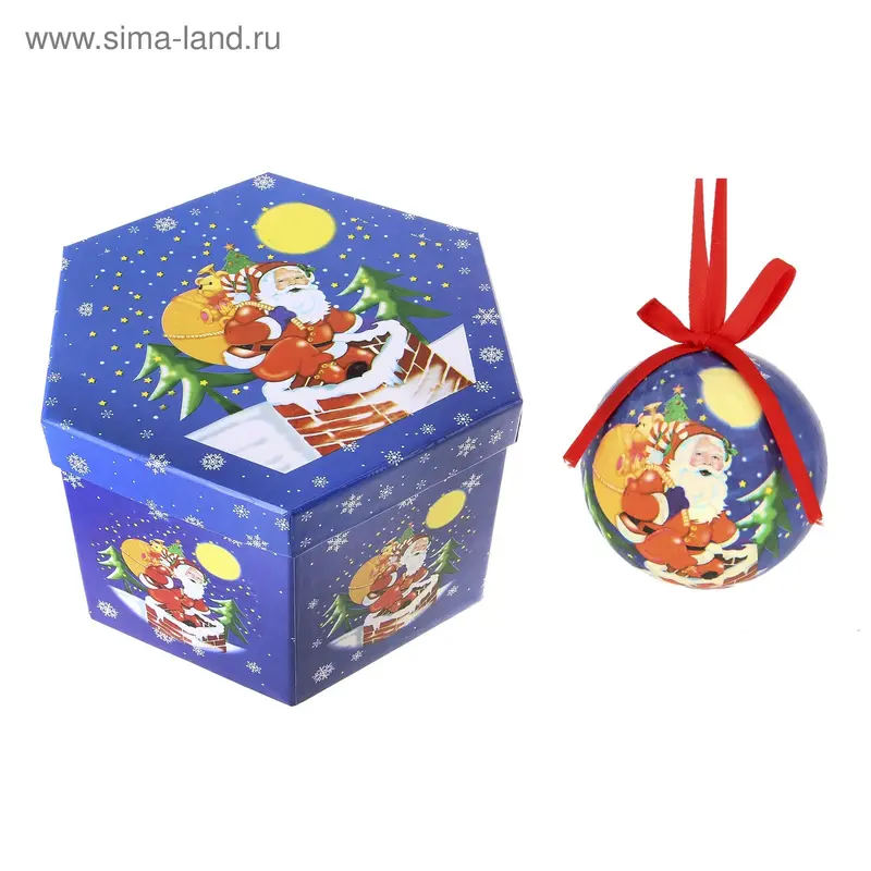Набор шаров пластик d-7 см, 14 шт "Санта с подарками" в подарочной упаковке