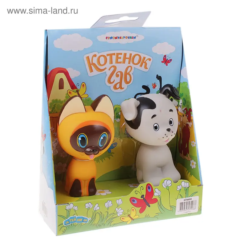 Набор резиновой игрушки "Котенок и Щенок", в коробке