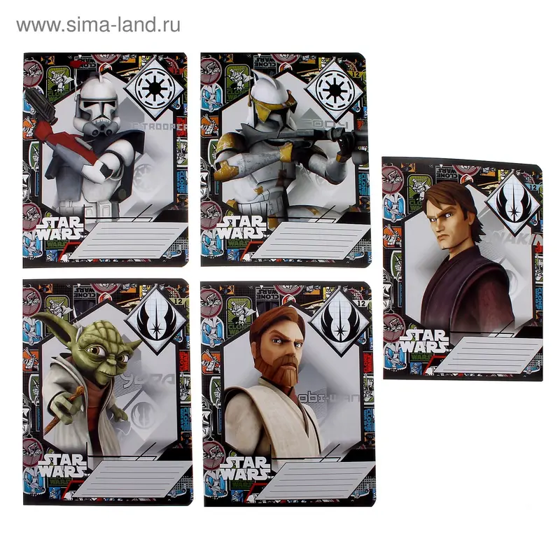 Тетрадь 12л клетка Clone wars, картонная обложка МИКС