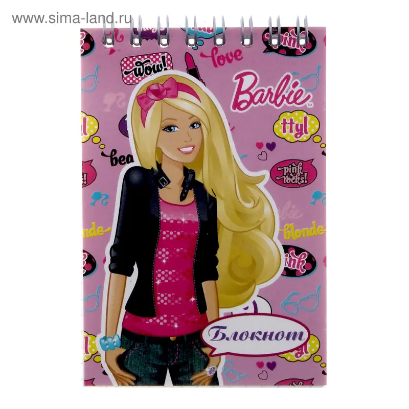 Блокнот Barbie, А7, 40 листов в клетку, даблспираль, сплошной УФ-лак