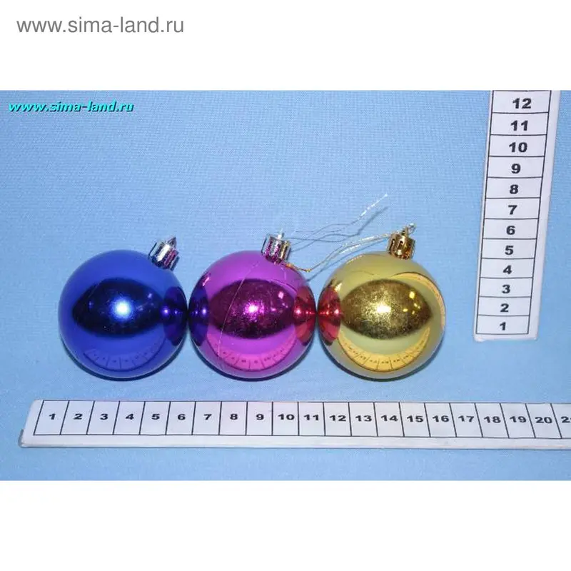 Набор шаров пластик d-6 см, 6 шт "Глянцевый перелив" микс