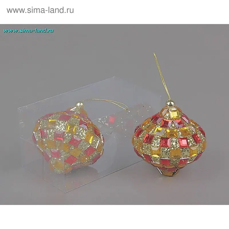 Украшение ёлочное "Луковица зеркальная" (набор 2 шт) d-8 см