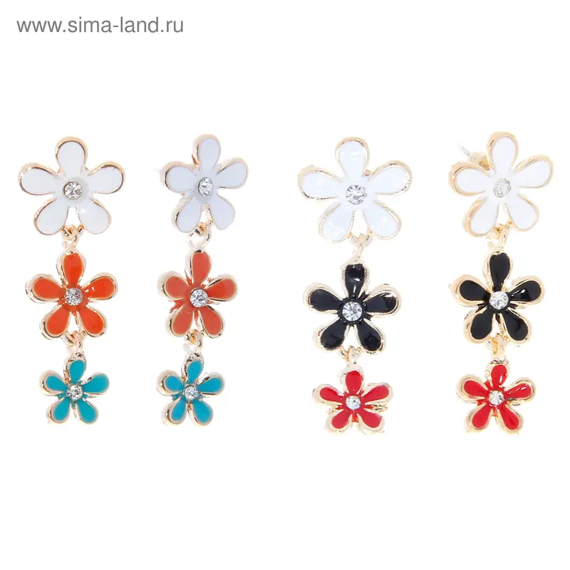 Серьги с эмалью «Лиана», цвет МИКС