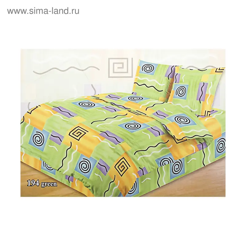 Постельное белье евро Павлина рис.194 Green 200*200см, 200*220см, 70*70см 2шт