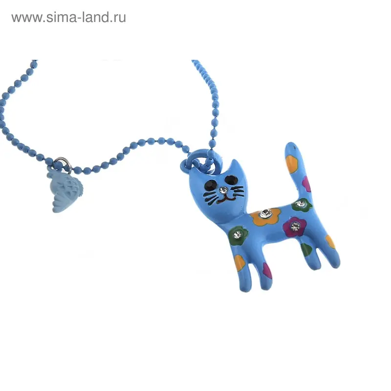 Кулон детский "Выбражулька"киса, цвет голубой